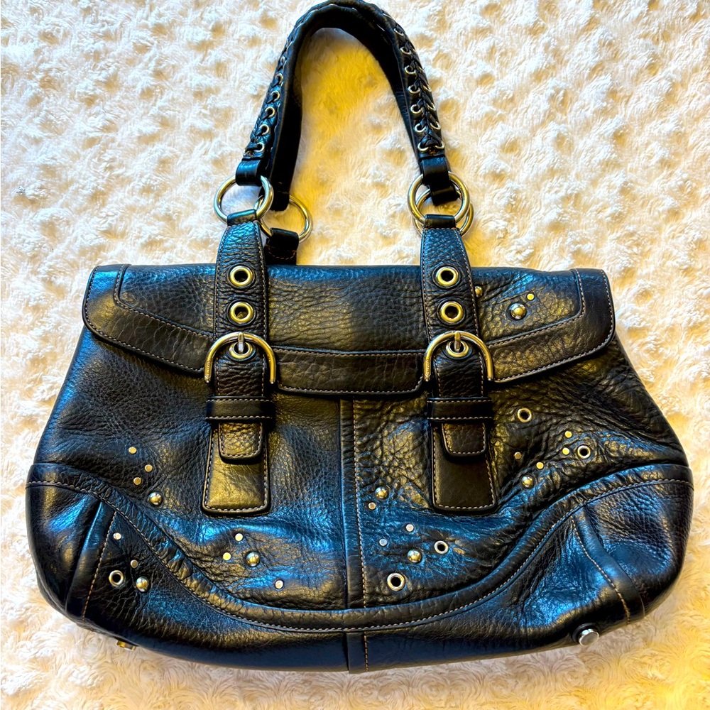 Coach Black Studded Shoulder Bag